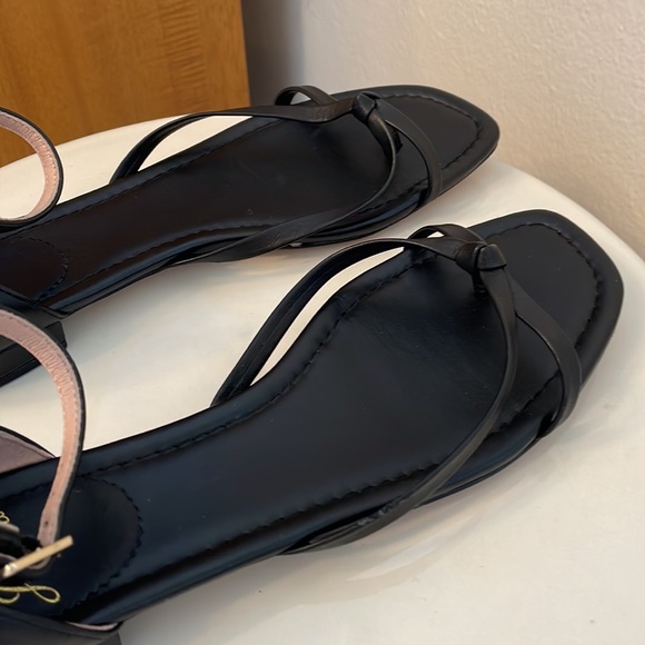 J Crew Ankle Strap Black Leather Sandals 7 - Picture 3 of 11